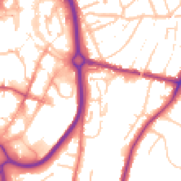 Daytime road noise heatmap for DY10 1NZ