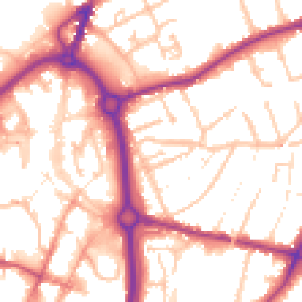 Daytime road noise heatmap for DY10 1QA
