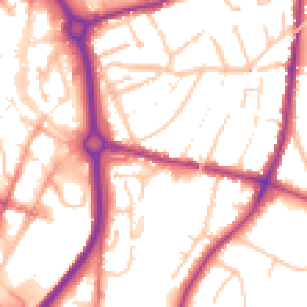 Daytime road noise heatmap for DY10 1QN