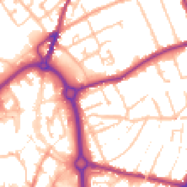Daytime road noise heatmap for DY10 1RN