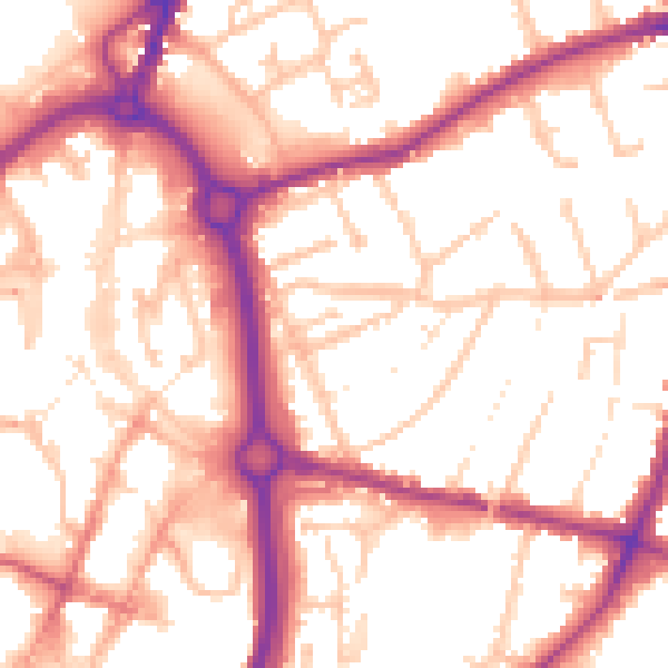 Daytime road noise heatmap for DY10 1SF