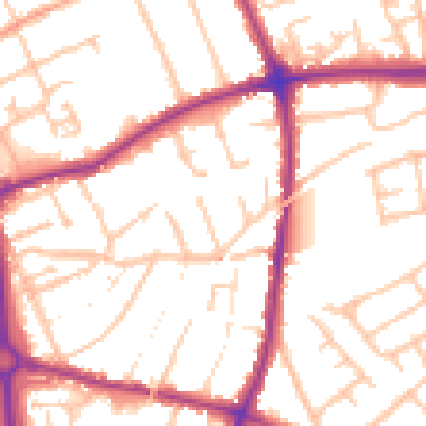 Daytime road noise heatmap for DY10 1SS