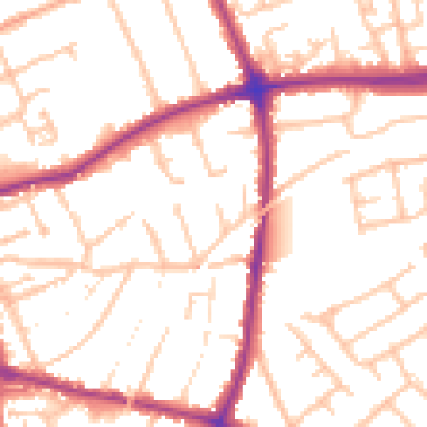 Daytime road noise heatmap for DY10 1ST