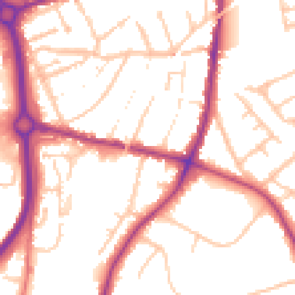 Daytime road noise heatmap for DY10 1UA