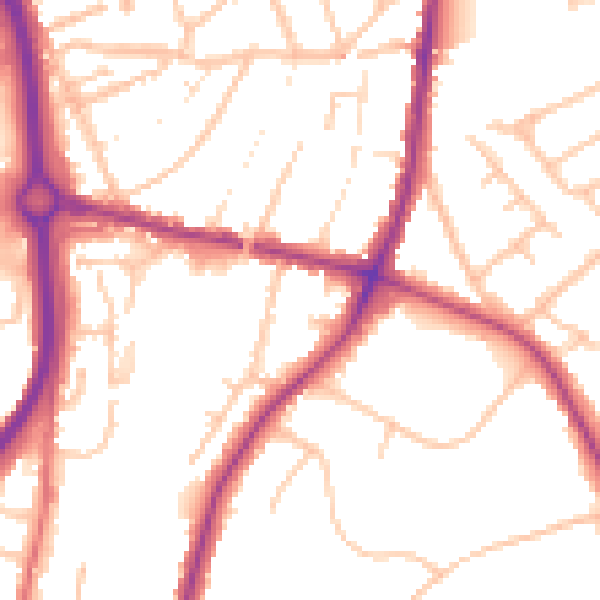 Daytime road noise heatmap for DY10 1UY