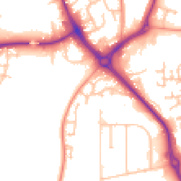 Daytime road noise heatmap for DY10 1YA