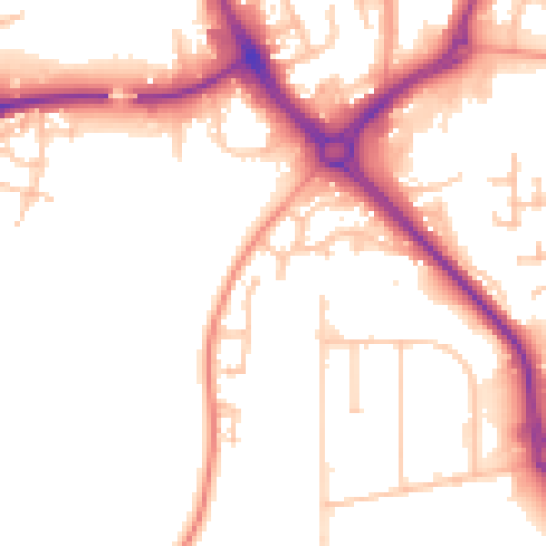 Daytime road noise heatmap for DY10 1YE