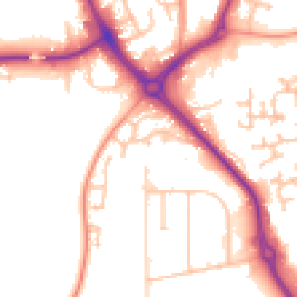 Daytime road noise heatmap for DY10 1YF