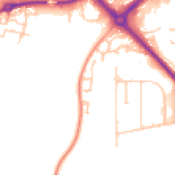 Daytime road noise heatmap for DY10 1YJ