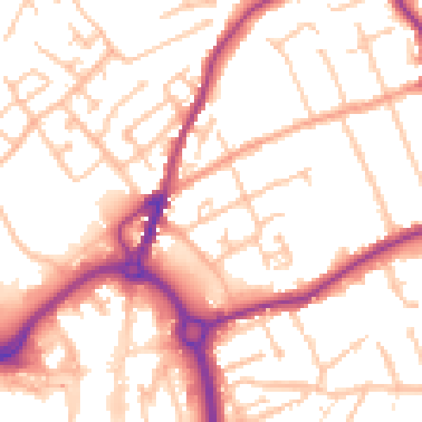 Daytime road noise heatmap for DY10 2EU