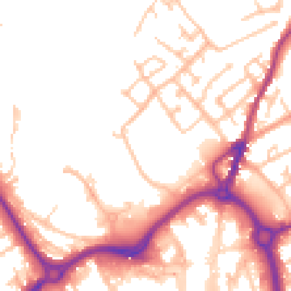 Daytime road noise heatmap for DY10 2JF