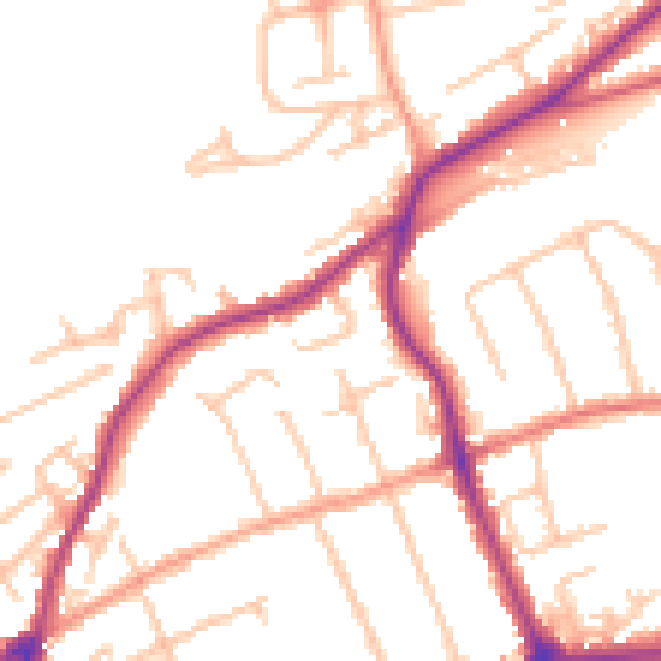Daytime road noise heatmap for DY10 2QF
