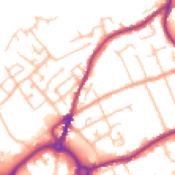 Daytime road noise heatmap for DY10 2RP