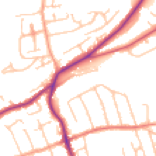 Daytime road noise heatmap for DY10 2RY