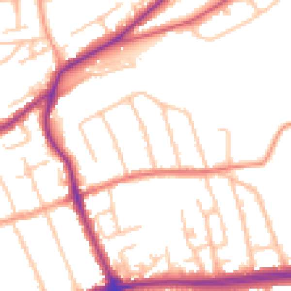 Daytime road noise heatmap for DY10 2TW