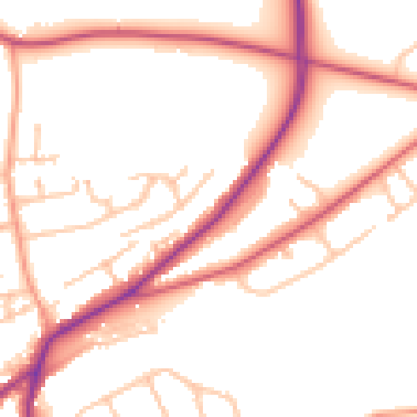 Daytime road noise heatmap for DY10 2UT