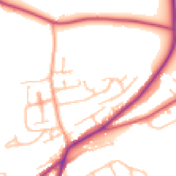 Daytime road noise heatmap for DY10 2YZ