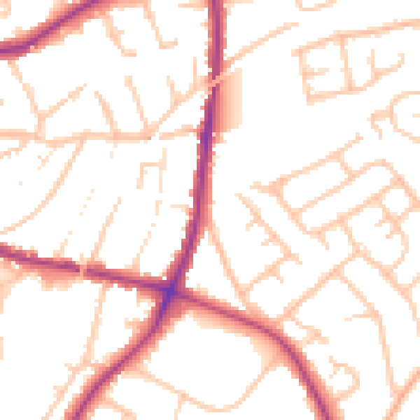Daytime road noise heatmap for DY10 3AH