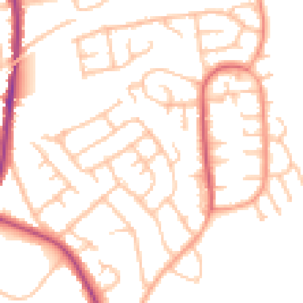 Daytime road noise heatmap for DY10 3BE