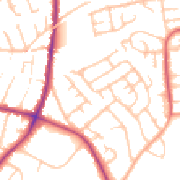 Daytime road noise heatmap for DY10 3BW