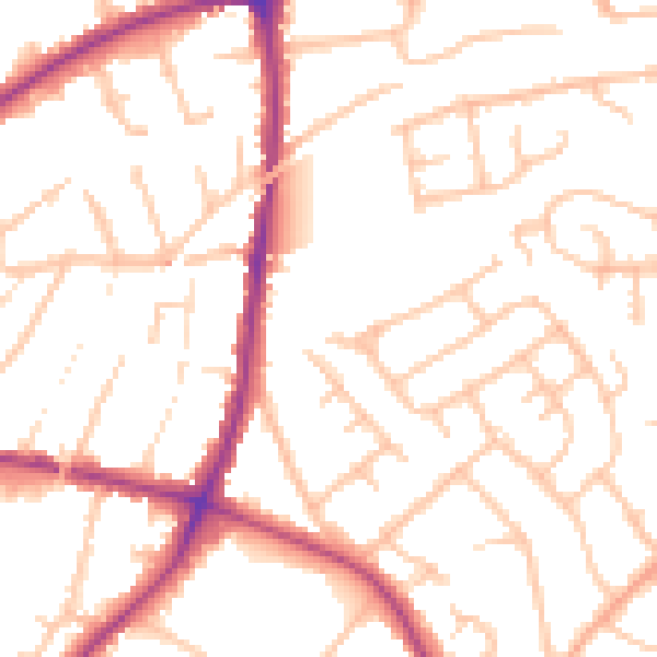 Daytime road noise heatmap for DY10 3BZ