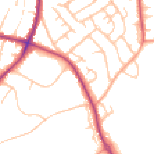 Daytime road noise heatmap for DY10 3DN