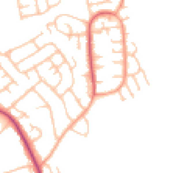 Daytime road noise heatmap for DY10 3EN
