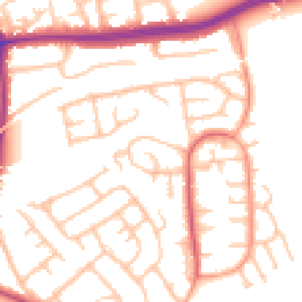Daytime road noise heatmap for DY10 3EX