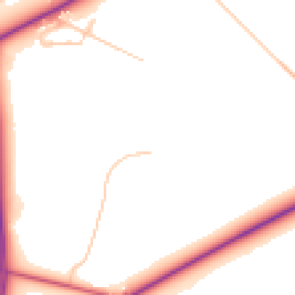 Daytime road noise heatmap for DY10 3FB