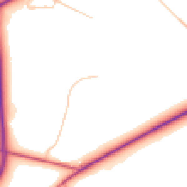 Daytime road noise heatmap for DY10 3FG