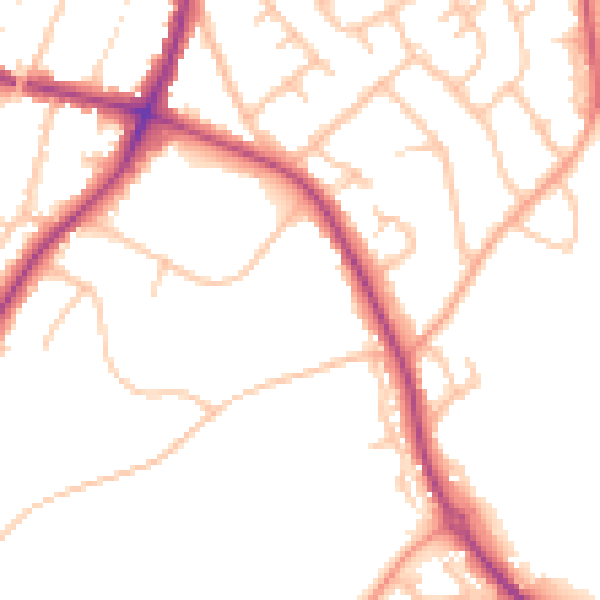 Daytime road noise heatmap for DY10 3HG