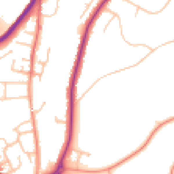 Daytime road noise heatmap for DY10 3HR