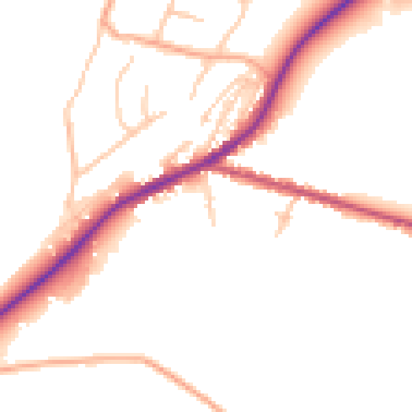 Daytime road noise heatmap for DY10 3JF