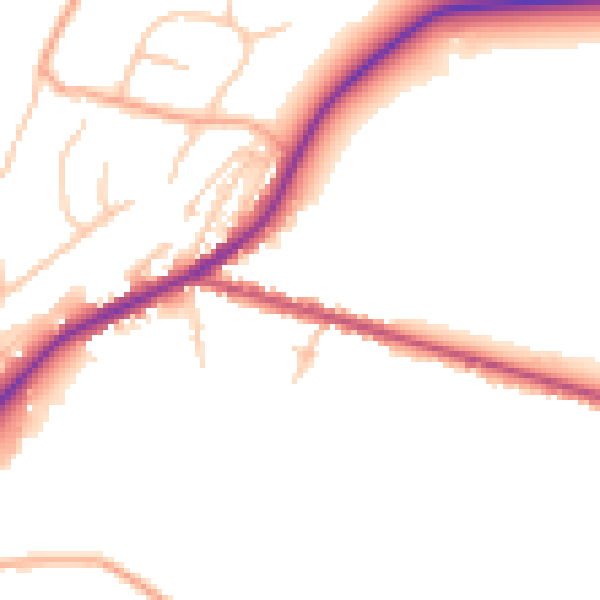 Daytime road noise heatmap for DY10 3JG