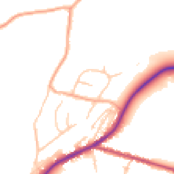 Daytime road noise heatmap for DY10 3JS