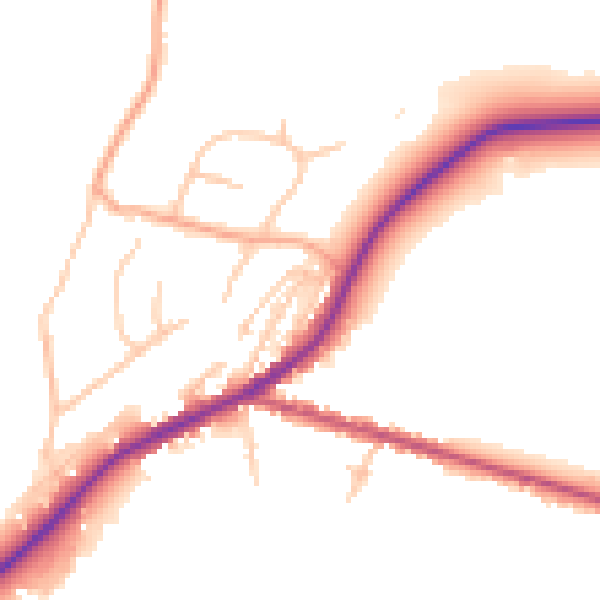 Daytime road noise heatmap for DY10 3JX