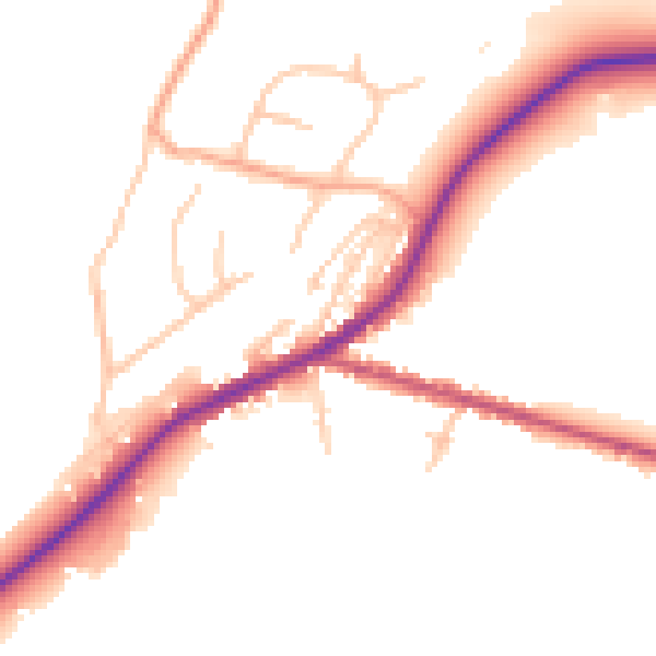 Daytime road noise heatmap for DY10 3JY