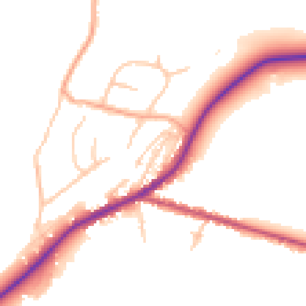 Daytime road noise heatmap for DY10 3JZ