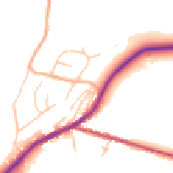 Daytime road noise heatmap for DY10 3LF