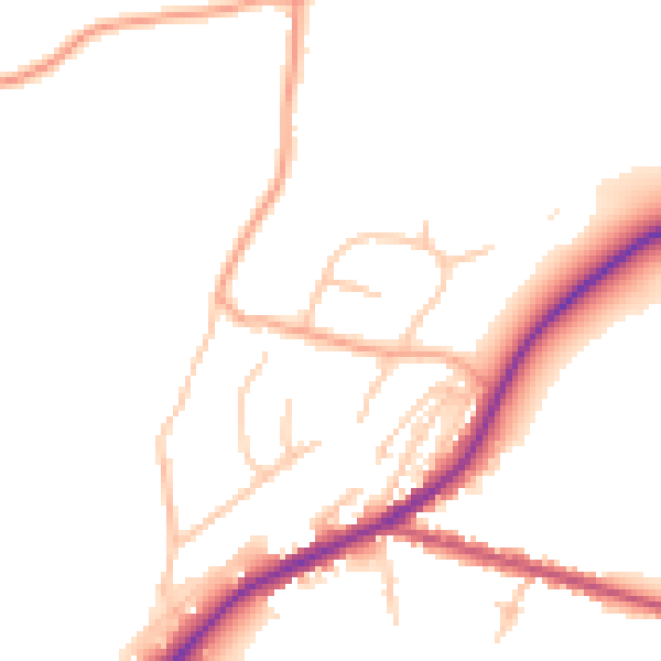 Daytime road noise heatmap for DY10 3ND