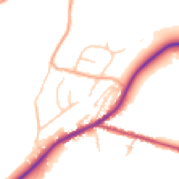 Daytime road noise heatmap for DY10 3NQ