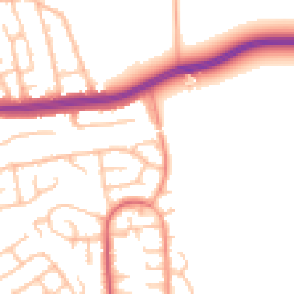 Daytime road noise heatmap for DY10 3QN