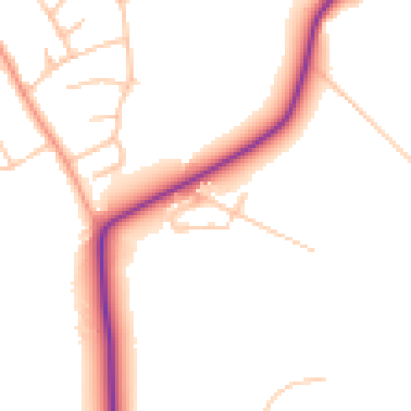 Daytime road noise heatmap for DY10 3RY