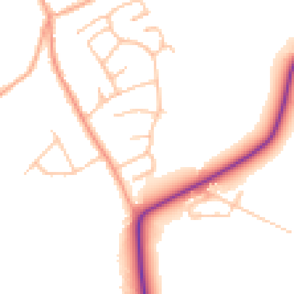 Daytime road noise heatmap for DY10 3TN
