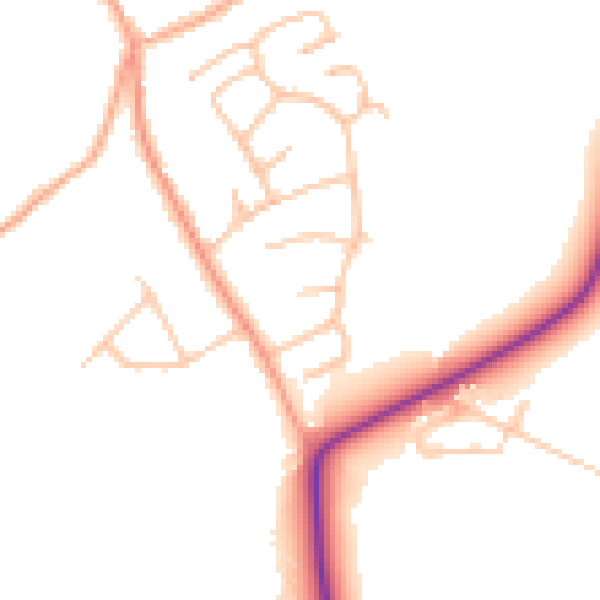 Daytime road noise heatmap for DY10 3TP