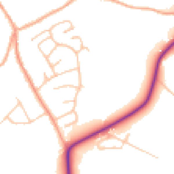 Daytime road noise heatmap for DY10 3TR