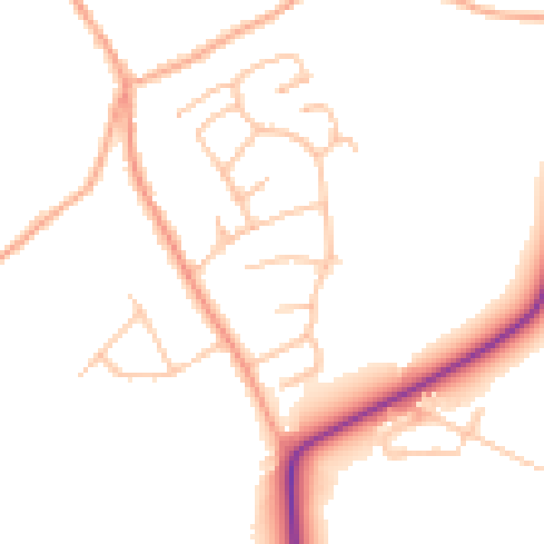 Daytime road noise heatmap for DY10 3TS