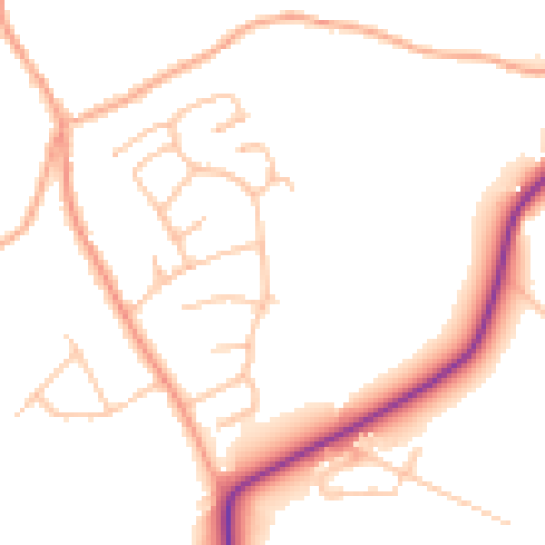 Daytime road noise heatmap for DY10 3TT