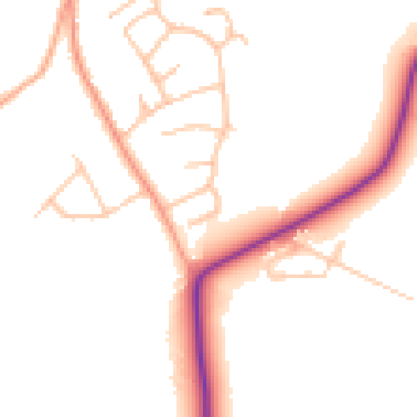 Daytime road noise heatmap for DY10 3TW