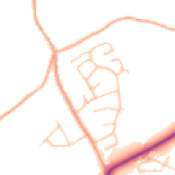Daytime road noise heatmap for DY10 3UF